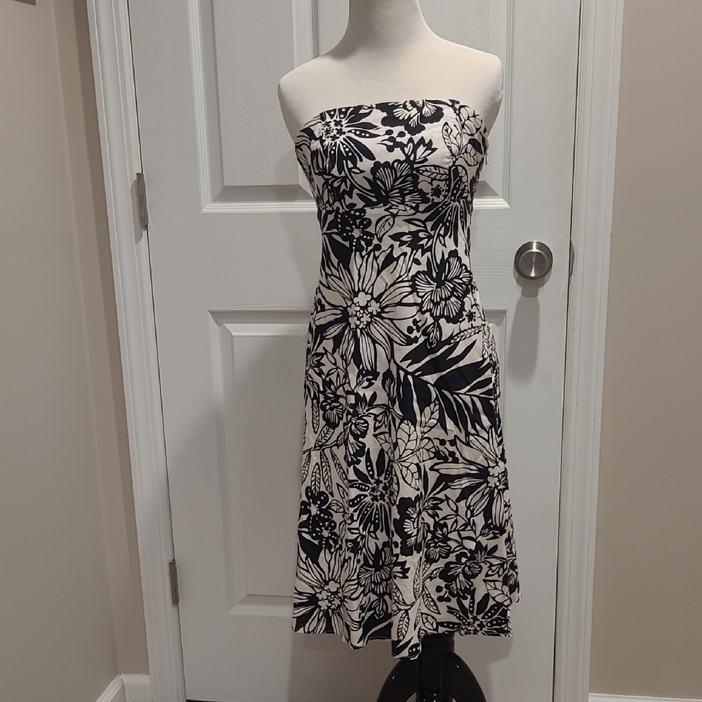 GAP Black and White Strapless Sundress Cocktail